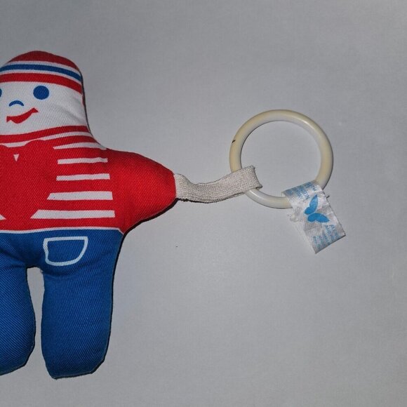 VTG 1977 Johnson & Johnson Playpath Plush Rattle Crinkle Squeaker Rings Baby Toy - Picture 4 of 14